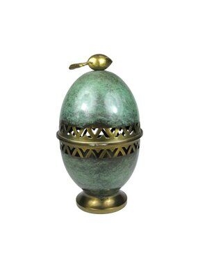Etrog Holder Israel Passover Vintage Citron Enamel MOD Judaica Egg Shape Sukkot